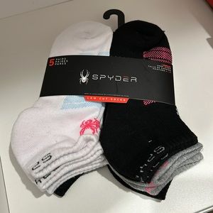 Spyder Women’s Low Cut Socks 5 pairs size 4-10 White Black Gray
